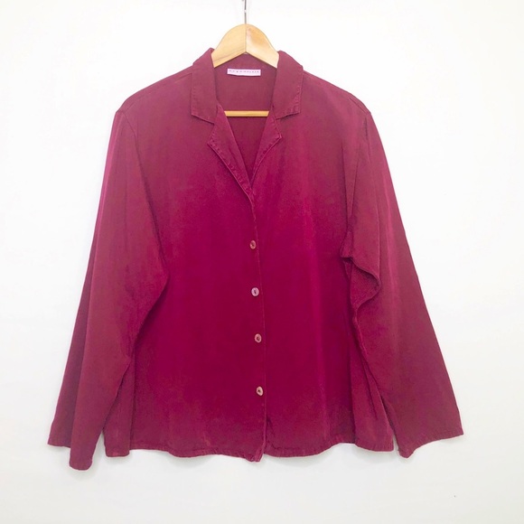 Bryn Walker Burgundy, button-down shirt - Picture 1 of 10